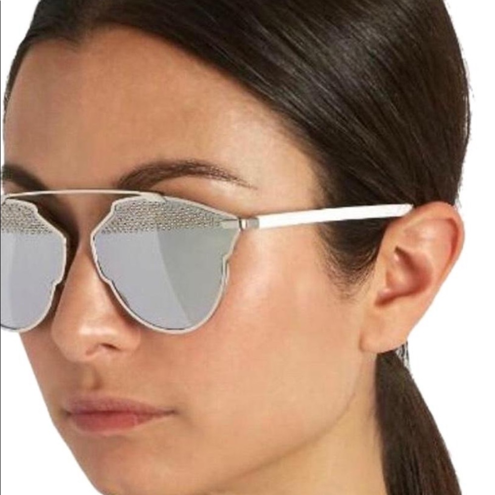 Dior So Real Studded White Mirrored Sunglasses